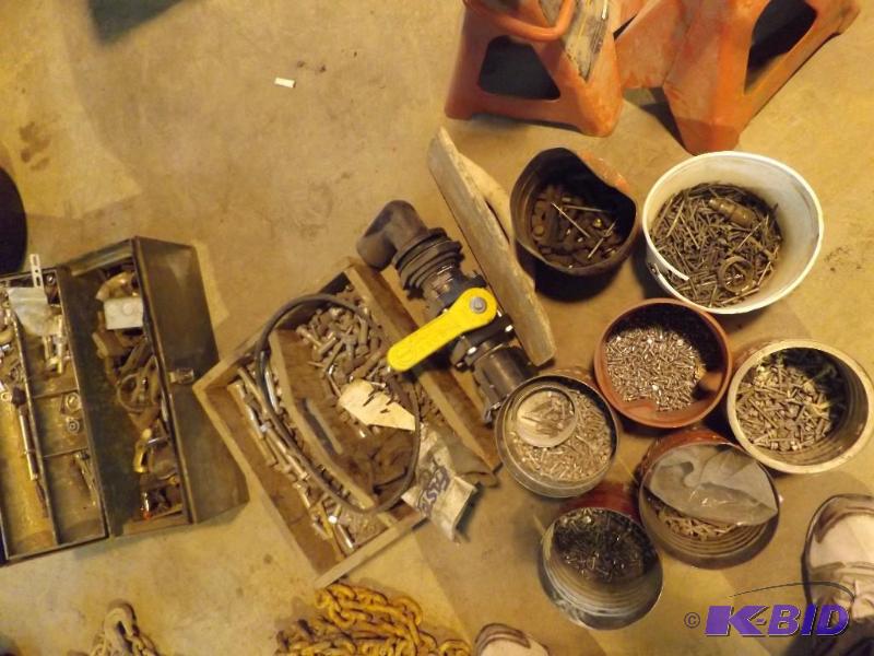 misc. screws nails bolts tools and tool box...