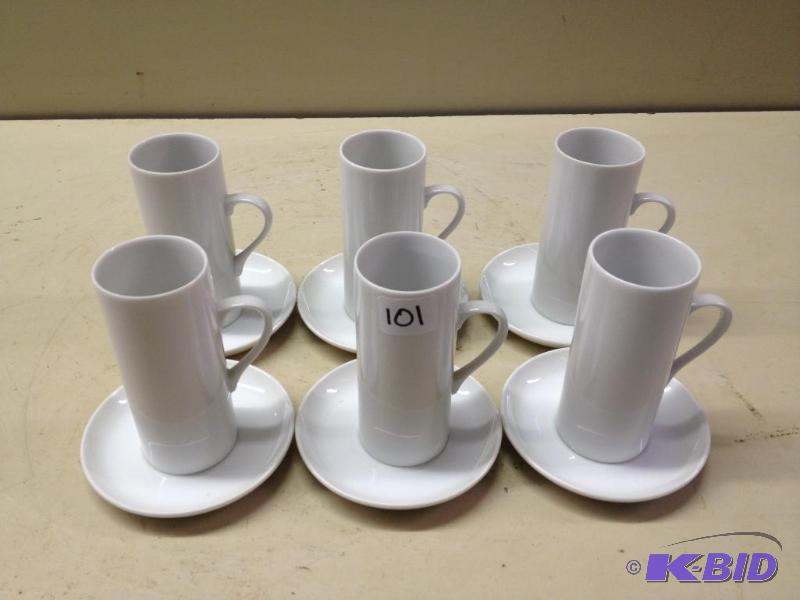 lot 101 image: Set of 6 Porcelain Espresso Cups with Saucers...