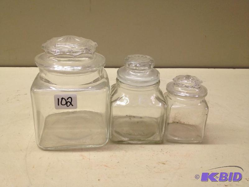 lot 102 image: Glass Pantry Canisters ...