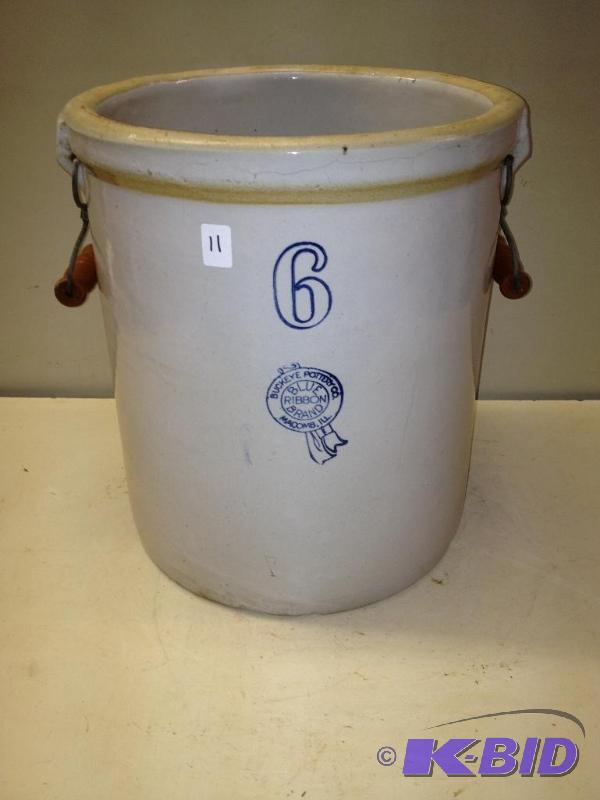 lot 11 image: Buckeye Pottery Co. 6 Gal Crock