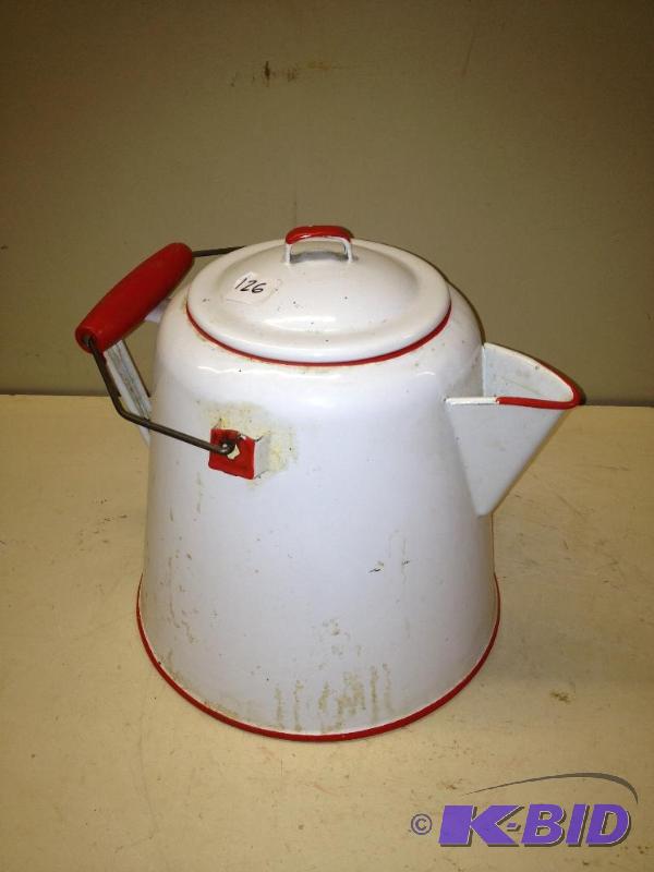 lot 126 image: Enamel&nbspTea  Hot Water Pot ...