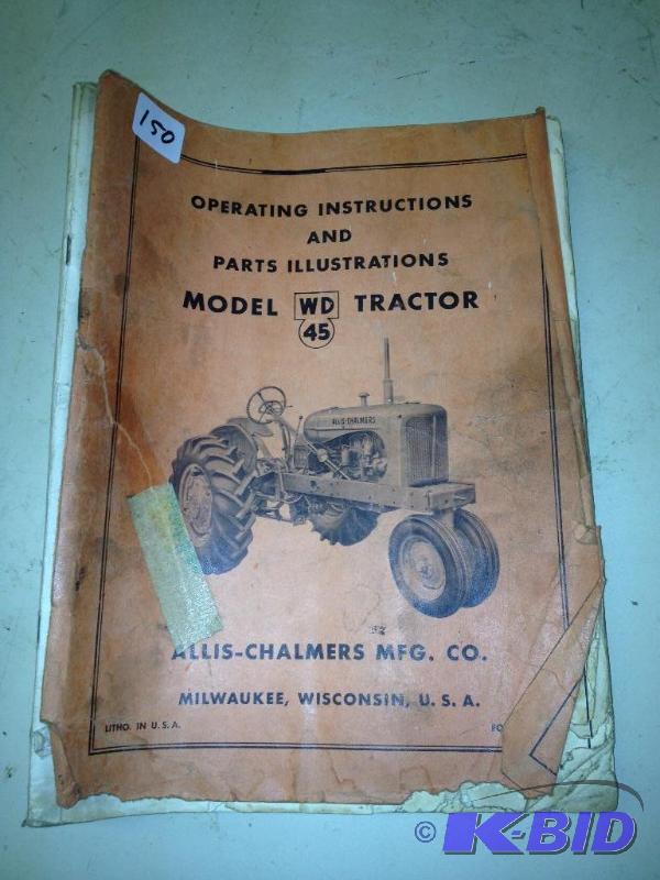 lot 150 image: Vintage Allis Chalmers WD 45 Owners Manual&nb...