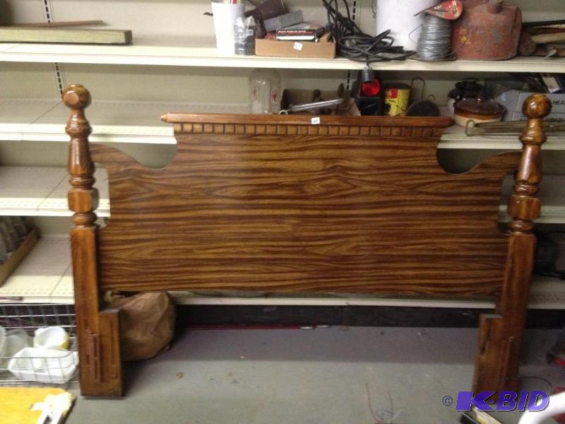 lot 209 image: Wood Queen Headboard and Frame. Excellent con...