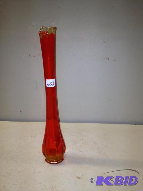 lot 22 image: Antique Murano  Murano Style Tall Red Glass ...