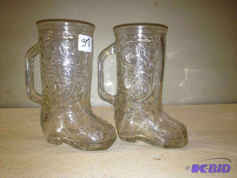 lot 37 image: Pair of Vintage German Boot Beer Glasses ...