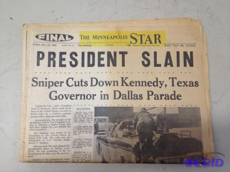 lot 82 image: Kennedy Assassination Newspaper