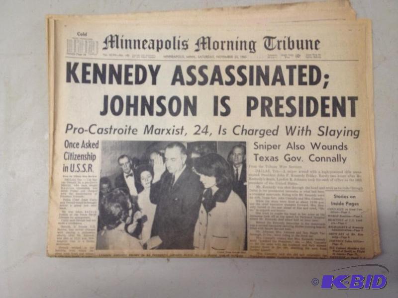 lot 83 image: Kennedy Assassination Newspaper
