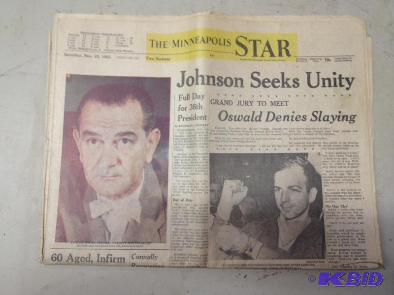 lot 84 image: Kennedy Assassination Newspaper