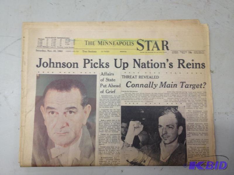 lot 85 image: Kennedy Assassination Newspaper