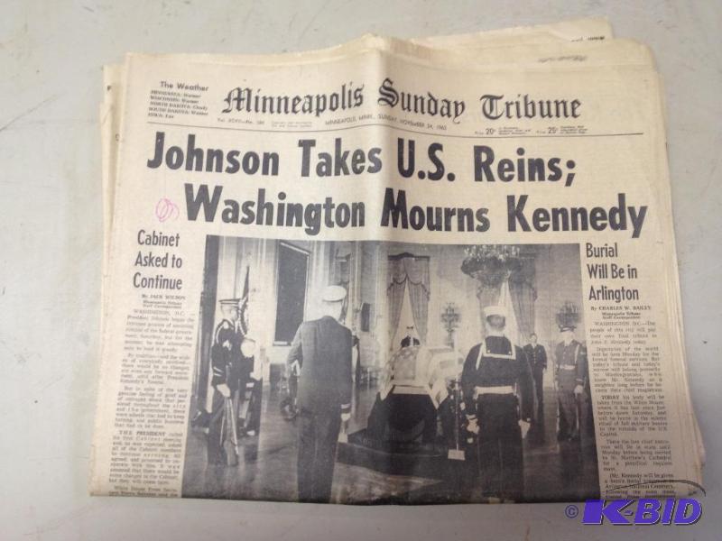 lot 86 image: Kennedy Assassination Newspaper