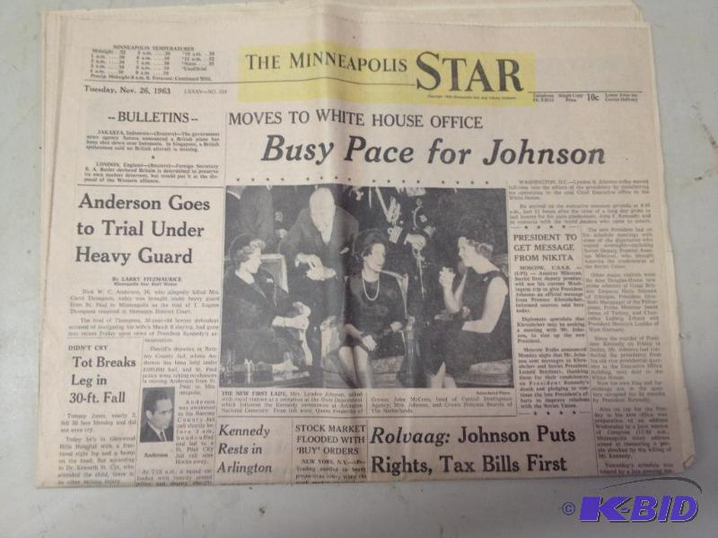 lot 90 image: Kennedy Assassination Newspaper