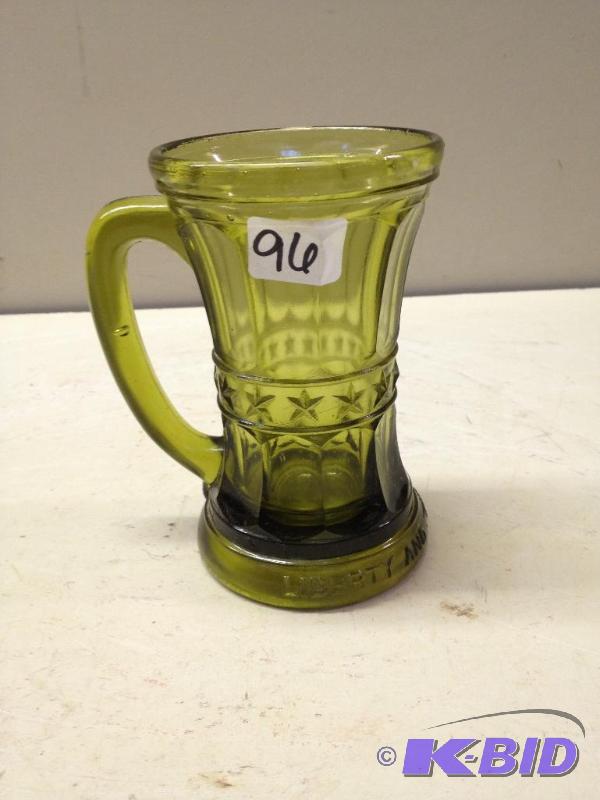 lot 96 image: Antique Green Glass Beer Glass  Glass Has Air...