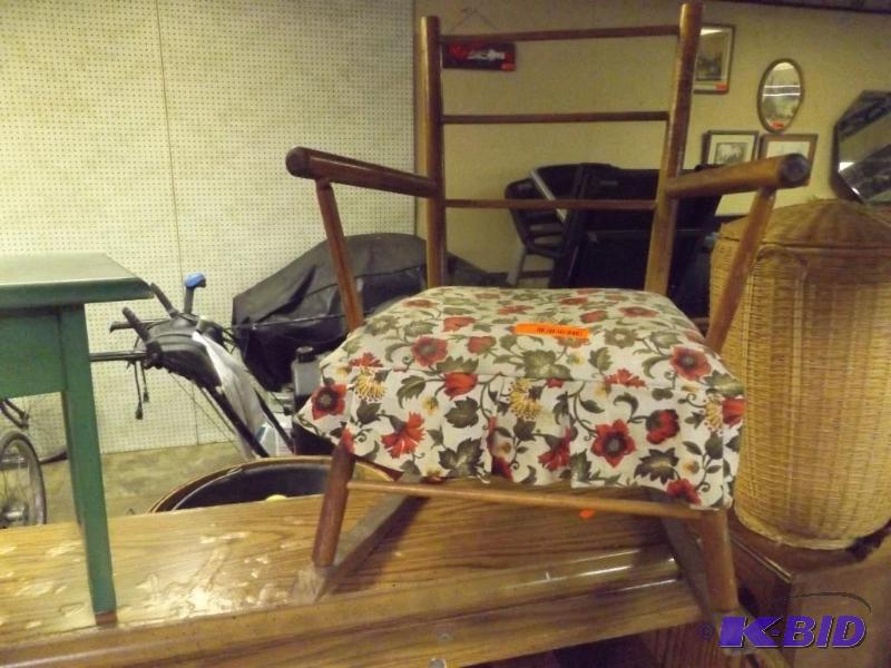 wooden rocking chair child size with floral p...