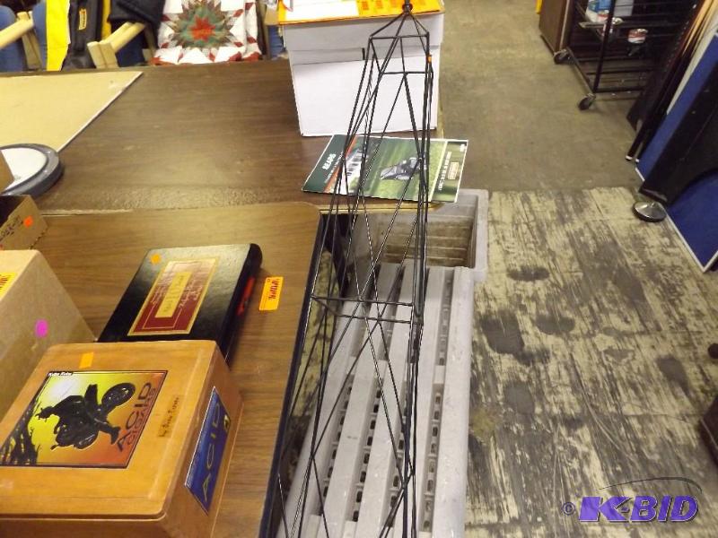 2 wooden cigar boxes a painting and a yard st...