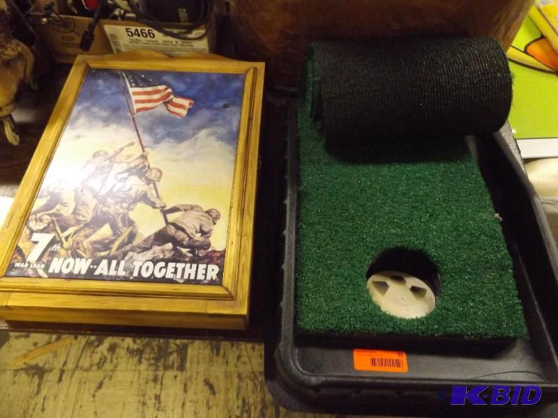 picture cabinet, practice putting green...