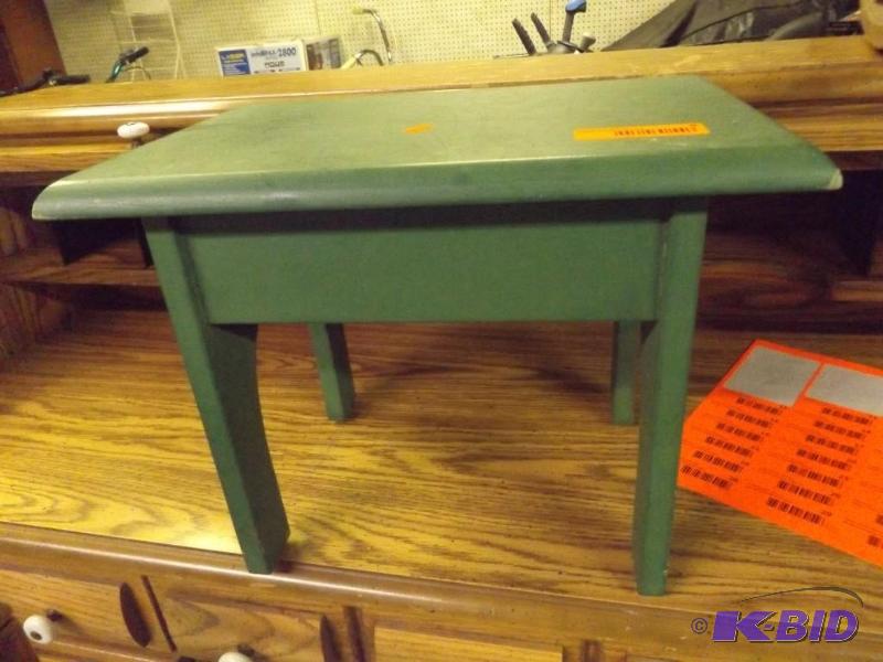 wooden green stool...
