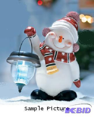 lot 104 image: Snowman with Solar Lantern - 11.5" h - R...