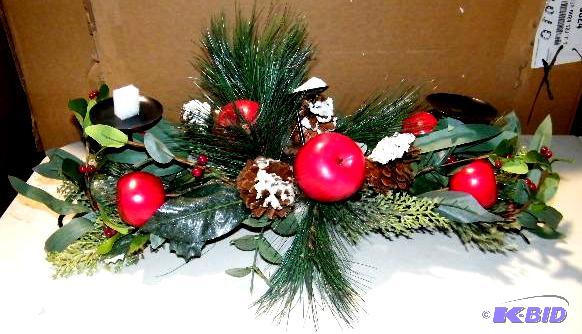 lot 108 image: Three Piece Candle Centerpiece - Has apples a...