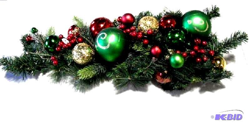 lot 111 image: Centerpiece - Red, green and gold balls with ...