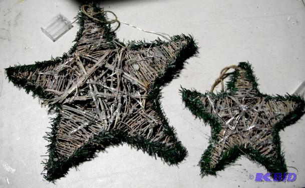 lot 112 image: Two Piece LED Hanging Star Set - Made from tw...