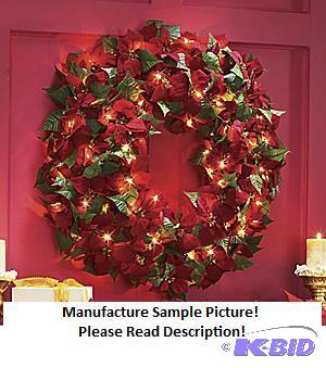 lot 33 image: Lighted Poinsettia Wreath -&nbspThis festive...