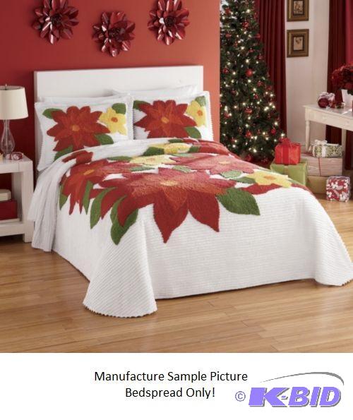 lot 37 image: Poinsettia Chenille Bedspread - Bedspread Onl...