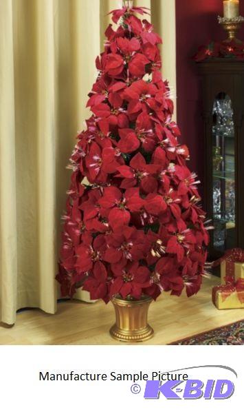 lot 55 image: Red Leaf Lighted Poinsettia Tree - Has color ...