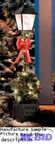 lot 56 image: Four Foot Christmas Lighted Lamp Post with Gr...