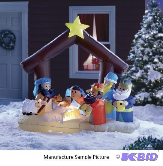 lot 64 image: Inflatable Nativity Scene - Our Lighted Infla...