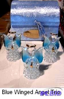 lot 75 image: Three Piece Blue Winged Angels with Carrying ...