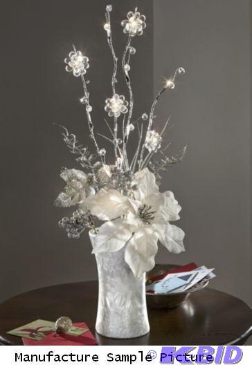 lot 91 image: Lighted Ivory Poinsettia Bouquet A dramatic s...