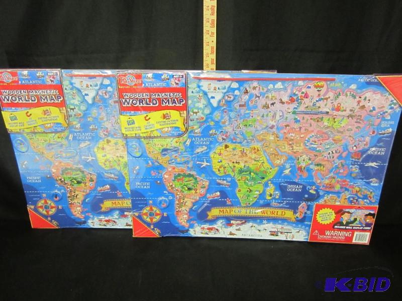 lot 17 image: Wooden Magnetic Wood Maps
