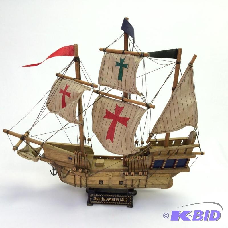 Vintage Wooden Model Ship Santa Maria 1492