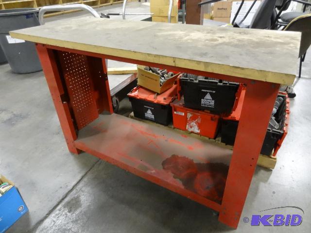 lot 193 image: Metal Work Bench with Laminate Top...