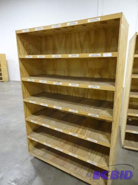 lot 270 image: Wood Shelving Unit. 48 X 18 X 72 One Piece...