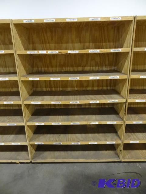 lot 280 image: Wood Shelving Unit. 48 X 18 X 72 One Piece...