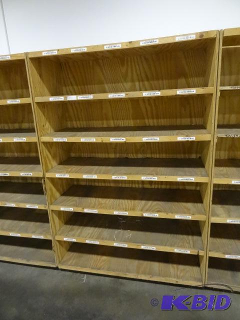 lot 281 image: Wood Shelving Unit. 48 X 18 X 72 One Piece...