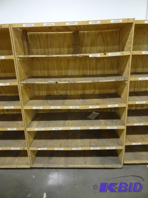 lot 282 image: Wood Shelving Unit. 48 X 18 X 72 One Piece...