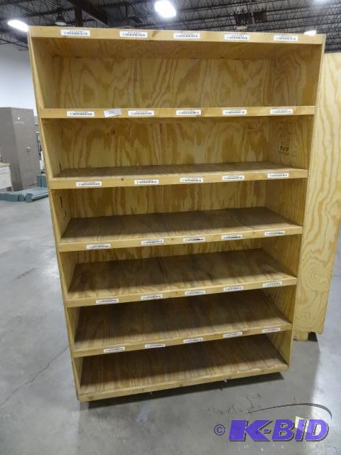 lot 302 image: Wood Shelving Unit. 48 X 18 X 72 One Piece...