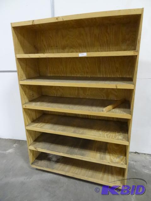 lot 338 image: Wood Shelving Unit. 48 X 18 X 72 One Piece...