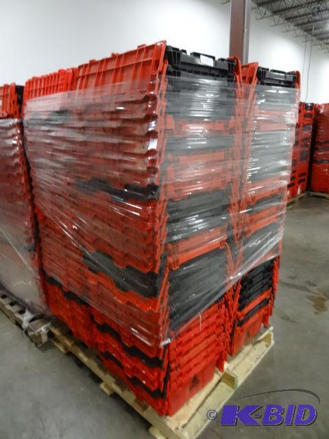 lot 43 image: 100 Plastic Totes. Stackable of Stows Inside ...