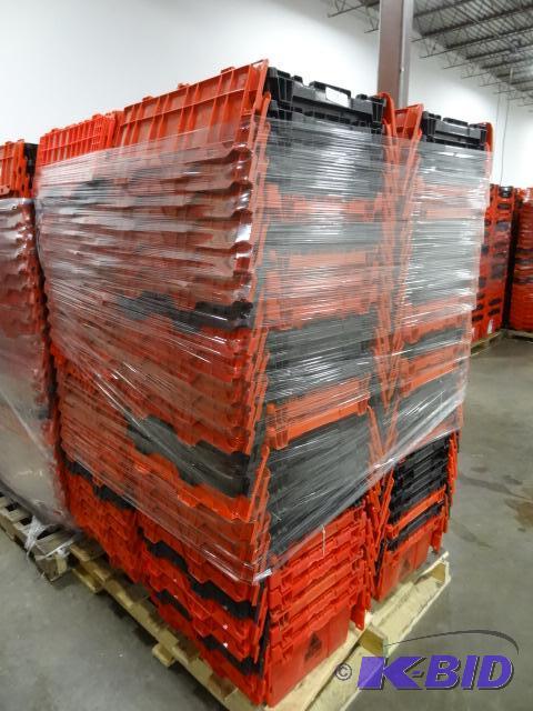 lot 45 image: 100 Plastic Totes. Stackable of Stows Inside ...