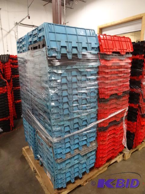 lot 47 image: 100 Plastic Totes. Stackable of Stows Inside ...