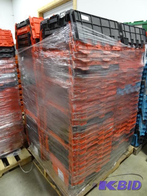 lot 48 image: 100 Plastic Totes. Stackable of Stows Inside ...