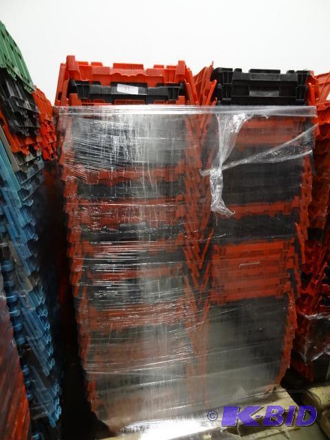 lot 50 image: 100 Plastic Totes. Stackable of Stows Inside ...