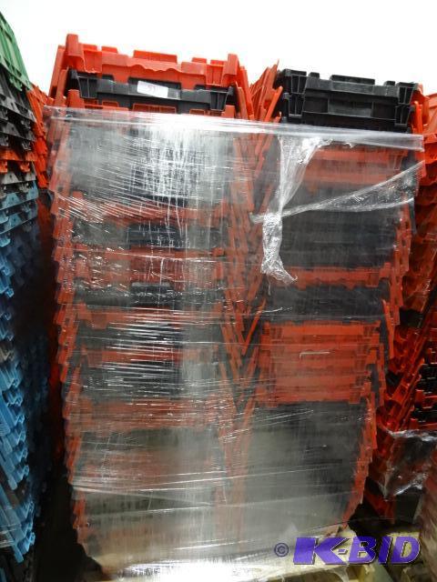 lot 52 image: 100 Plastic Totes. Stackable of Stows Inside ...