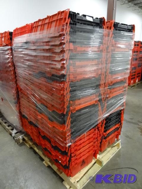 lot 55 image: 100 Plastic Totes. Stackable of Stows Inside ...