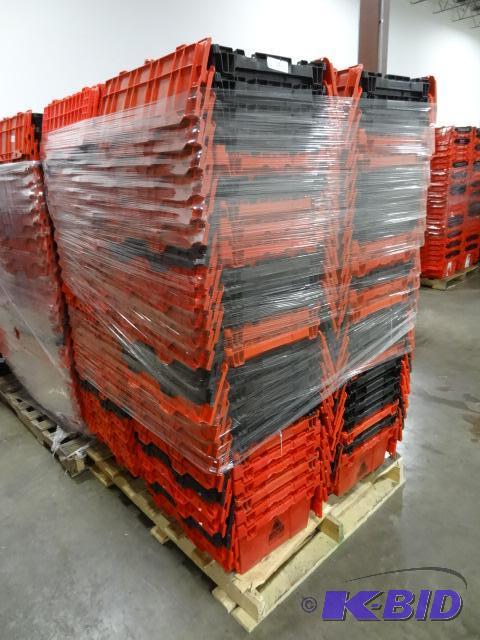 lot 59 image: 100 Plastic Totes. Stackable of Stows Inside ...