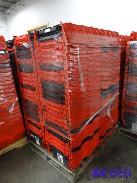 lot 61 image: 100 Plastic Totes. Stackable of Stows Inside ...
