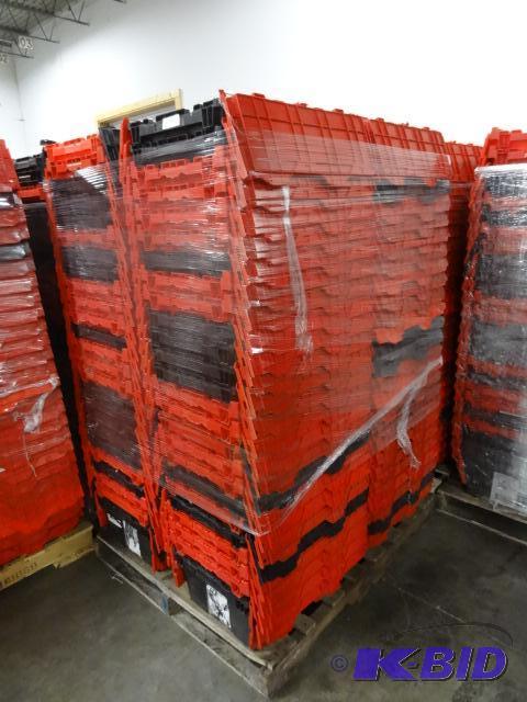 lot 63 image: 100 Plastic Totes. Stackable of Stows Inside ...